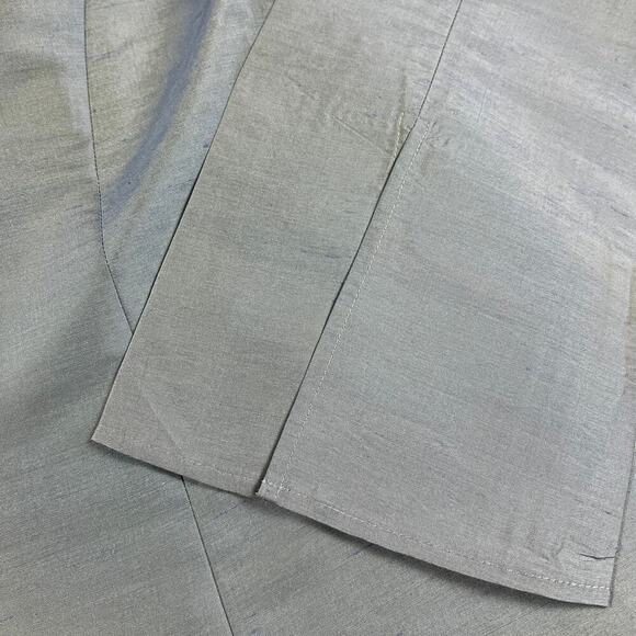 Lafayette 148 New York 100% Silk Iridescent Teal Crystal Button Blouse Size 12 - Picture 5 of 10